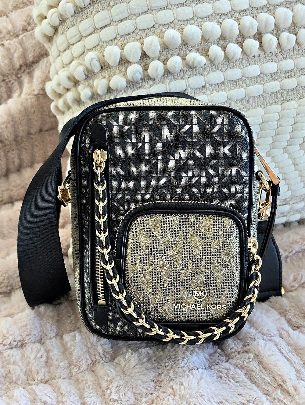 Michael Kors Jet Set Black MK Logo Crossbody Camera Bag